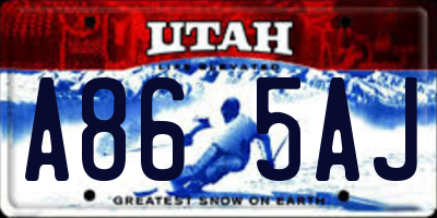 UT license plate A865AJ