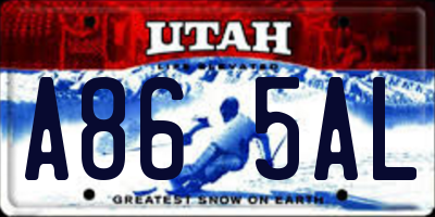 UT license plate A865AL