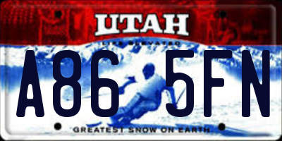 UT license plate A865FN