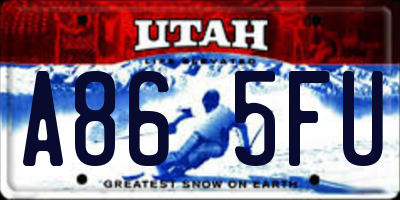 UT license plate A865FU