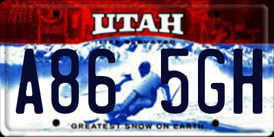 UT license plate A865GH