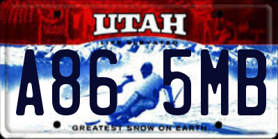UT license plate A865MB