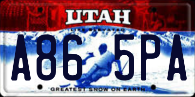 UT license plate A865PA