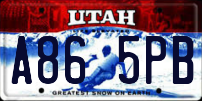 UT license plate A865PB