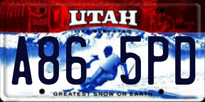 UT license plate A865PD