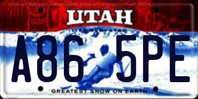 UT license plate A865PE