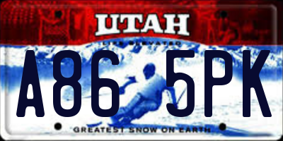 UT license plate A865PK