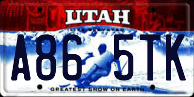 UT license plate A865TK