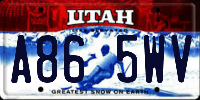 UT license plate A865WV