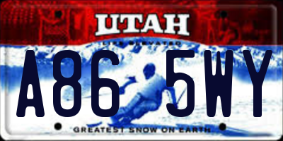 UT license plate A865WY