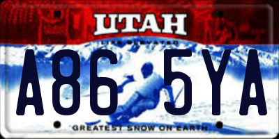 UT license plate A865YA