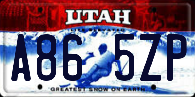 UT license plate A865ZP
