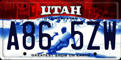 UT license plate A865ZW