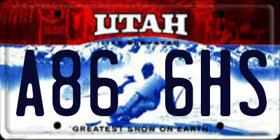 UT license plate A866HS