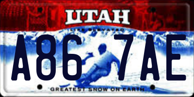 UT license plate A867AE