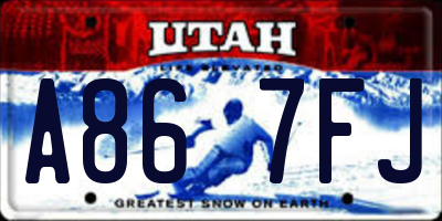 UT license plate A867FJ