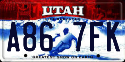 UT license plate A867FK