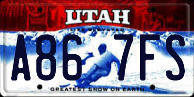 UT license plate A867FS