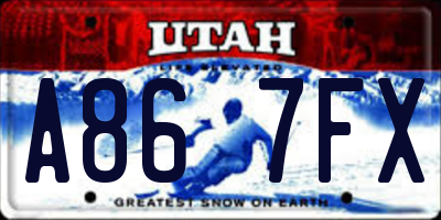 UT license plate A867FX