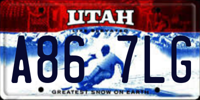 UT license plate A867LG