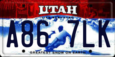 UT license plate A867LK