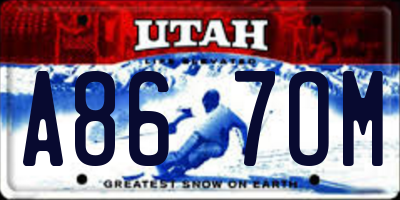 UT license plate A867OM