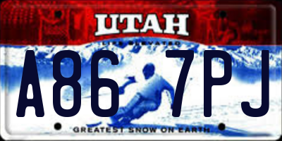 UT license plate A867PJ