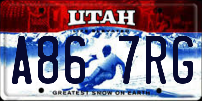 UT license plate A867RG