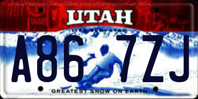UT license plate A867ZJ