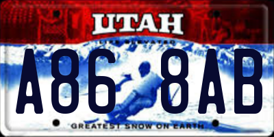 UT license plate A868AB