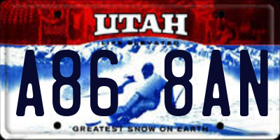 UT license plate A868AN
