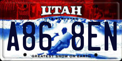 UT license plate A868EN