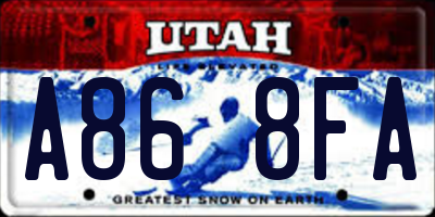 UT license plate A868FA