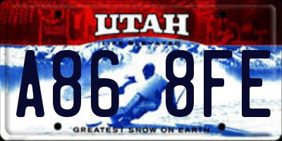 UT license plate A868FE