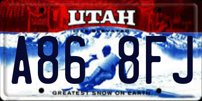 UT license plate A868FJ