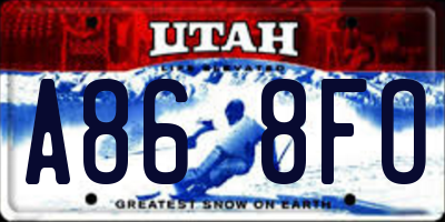 UT license plate A868FO