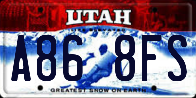 UT license plate A868FS