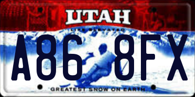 UT license plate A868FX
