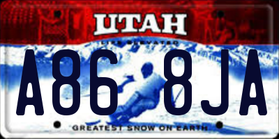 UT license plate A868JA