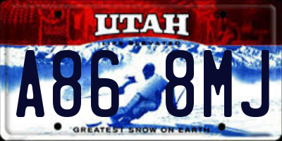 UT license plate A868MJ