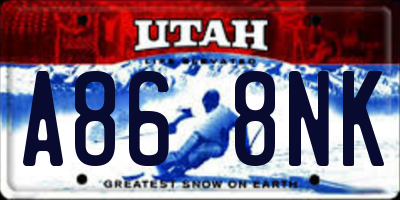 UT license plate A868NK