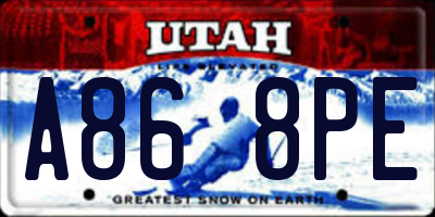 UT license plate A868PE