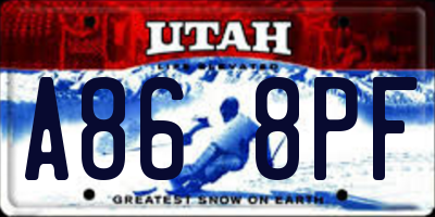 UT license plate A868PF