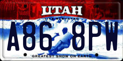 UT license plate A868PW