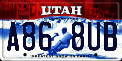 UT license plate A868UB