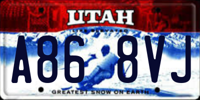 UT license plate A868VJ