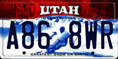 UT license plate A868WR