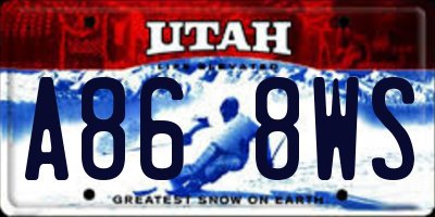 UT license plate A868WS