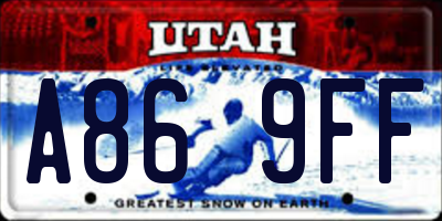 UT license plate A869FF