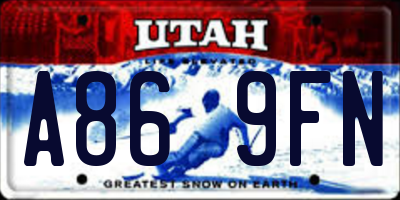 UT license plate A869FN